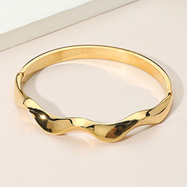 Stainless Steel Wavy Hinged Bangle Bracelet