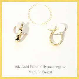 18K Gold Filled Hypoallergenic Polished Mini Hoop Pin Catch Earrings