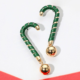 Ball Drop Christmas Candy Cane Earrings
