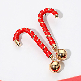 Ball Drop Christmas Candy Cane Earrings