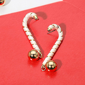 Ball Drop Christmas Candy Cane Earrings