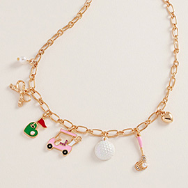 Gold Bow Pearl Charm Necklace