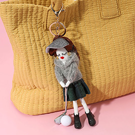 Elegant Golf Girl Doll Keychain / Bag Charm