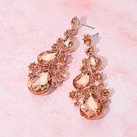 Pear Crystal Rhinestone Vine Evening Earrings