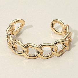 SECRET BOX_Chunky Metal Link Chain Open Cuff Bracelet