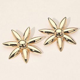 Shiny Metal Bold Floral Earrings