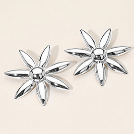 Shiny Metal Bold Floral Earrings