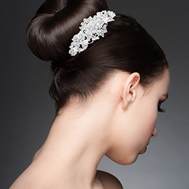 Floral Leaf Vine Rhinestone Paved Hair Comb