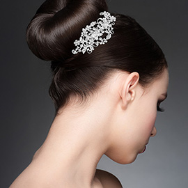 Floral Vine Design Rhinestone Paved Hair Comb