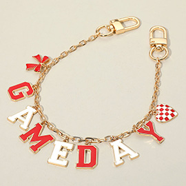 Football GAME DAY Message Bow Heart Charm Station Bag Chain Charm