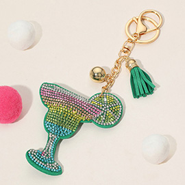 Bling Studded Margarita Glass Keychain / Bag Charm