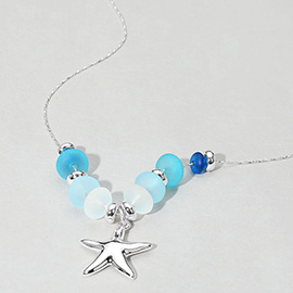 Starfish Charm Frosted Beaded Necklace