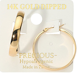 14K Gold Dipped Hypoallergenic Pin Catch Hoop Earrings