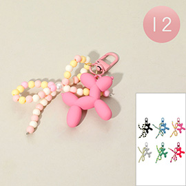 12PCS - Balloon Dog Beaded Bow Keychains / Bag Charms