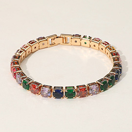 Round CZ Stone Tennis Chain Bracelet
