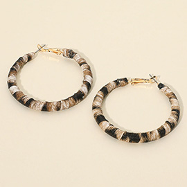 Leopard Fabric Wrapped Hoop Earrings