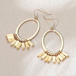 Wooden Charm  Hanging Open Oval Dangle Earrings