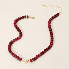 Marbled Beaded Clasp Accent Necklace