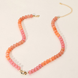Marbled Beaded Clasp Accent Necklace