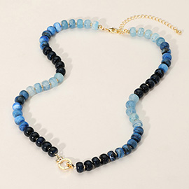 Marbled Beaded Clasp Accent Necklace
