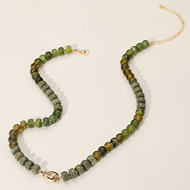 Marbled Beaded Clasp Accent Necklace
