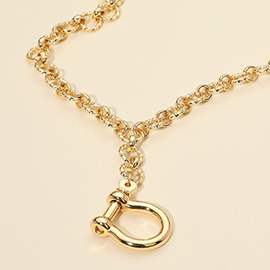 Bold Metal Carabiner Pendant Accent Drop Chain Necklace