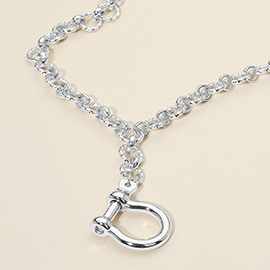 Bold Metal Carabiner Pendant Accent Drop Chain Necklace