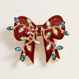 Light Accent Christmas Bow Pin Brooch