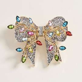 Light Accent Christmas Bow Pin Brooch
