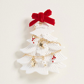 Festive Bow Top Christmas Tree Pin Brooch