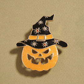 Witch Hat Halloween Wicked Pumpkin Pin Brooch