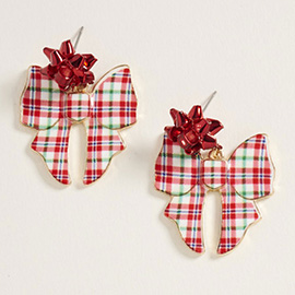 Festive Holiday Bow Dangle Earrings