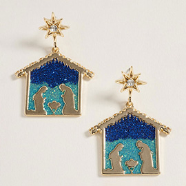 Holiday Native Scene Dangle Earrings