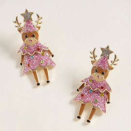 Christmas Tree Reindeer Earrings