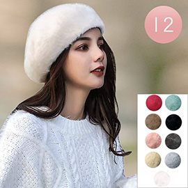 12PCS - Fuzzy Winter Knit Beret Hats