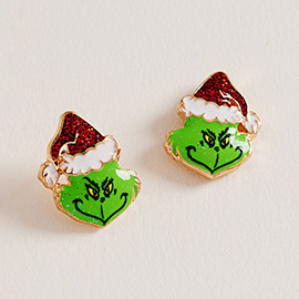 Holiday Green Monster Stud Earrings