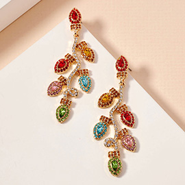 Rhinestone Paved Holiday Light Drop Earrings