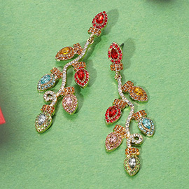 Rhinestone Paved Holiday Light Drop Earrings