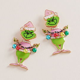 Holiday Green Monster with Ornament Earrings