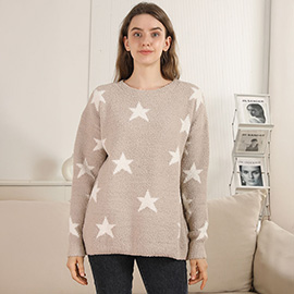 Star Pattern Crew Neck Sweater