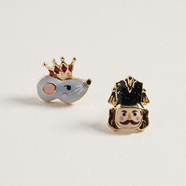 Mismatch Mouse King Nutcracker Stud Earrings