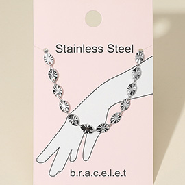 Stainless Steel Textured Oval Link Chain Bracelet