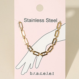 Stainless Steel Open Rectangular Link Chain Bracelet