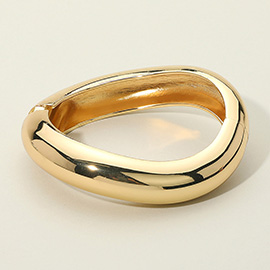 Asymmetrical Sculptural Metal Hinged Bangle Bracelet