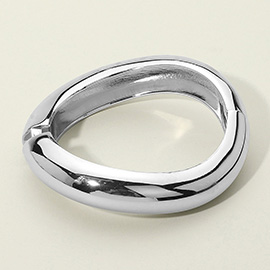 Asymmetrical Sculptural Metal Hinged Bangle Bracelet