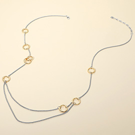 Interlocking Circle Accent Layered Long Necklace