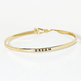 DREAM Engraved Thin Brass Metal Bangle Bracelet