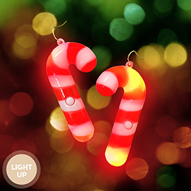 Light Up Holiday Candy Cane Dangle Earrings