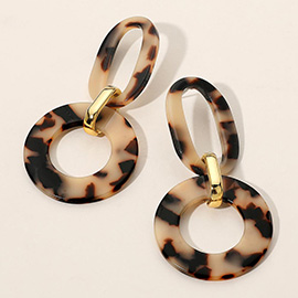 Bold Geometric Celluloid Acetate Tortoise Link Drop Earrings