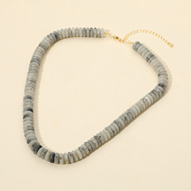 Flat Resin Disc Beaded Necklace